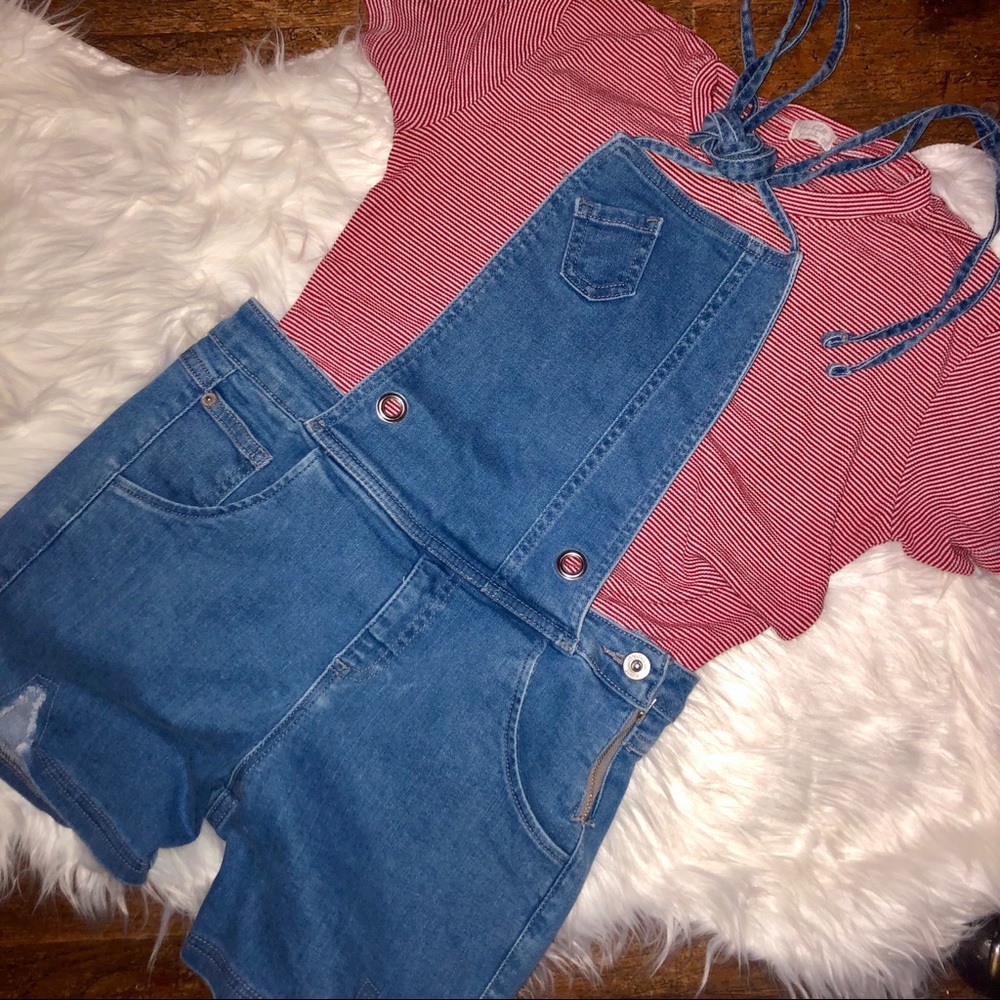 🦋Andrea Denim Short Overalls, Size 5